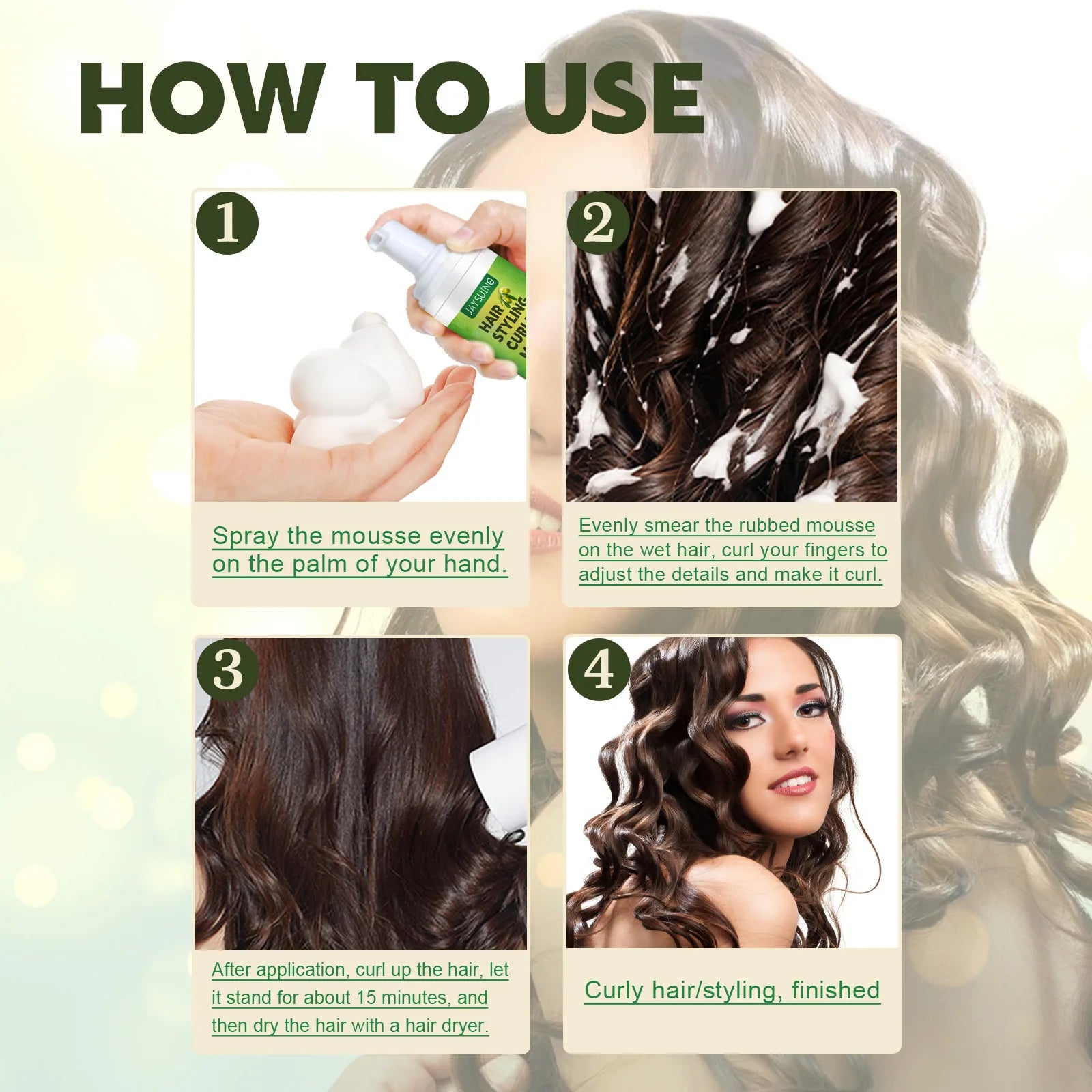 Jaysuing Curly Hair Styling Mousse – Lasting Hold & Shine 60ml Curl Styling Mousse Zpaxo