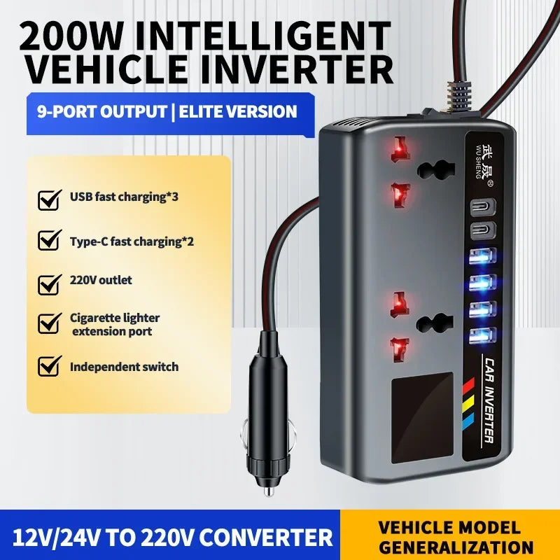 Portable Car Power Inverter 24V 110V 600W Outlet Adapter Dual AC Zpaxo No digital display