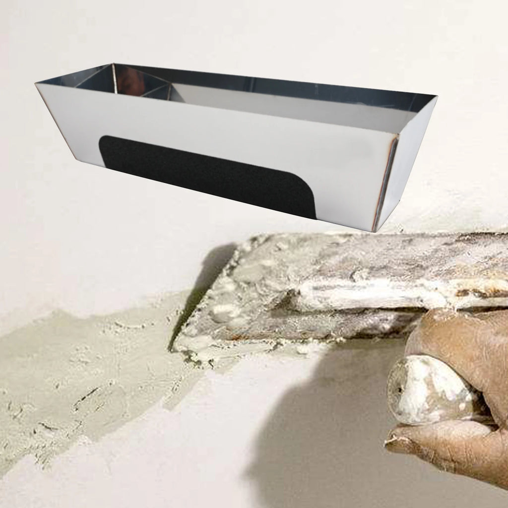 10inch 16inch Stainless Steel Mud Pan with Anti Slip Pad for Woodworking DIY Mud Pan Heavy duty Drywall Plaster Mud Pan Scraping Zpaxo