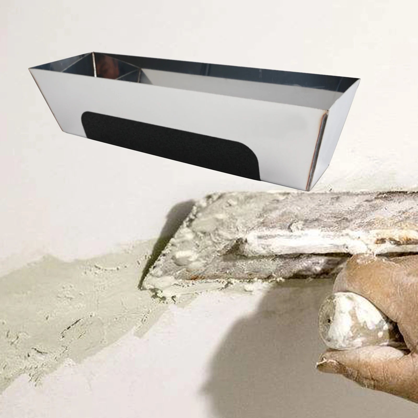 10inch 16inch Stainless Steel Mud Pan with Anti Slip Pad for Woodworking DIY Mud Pan Heavy duty Drywall Plaster Mud Pan Scraping Zpaxo
