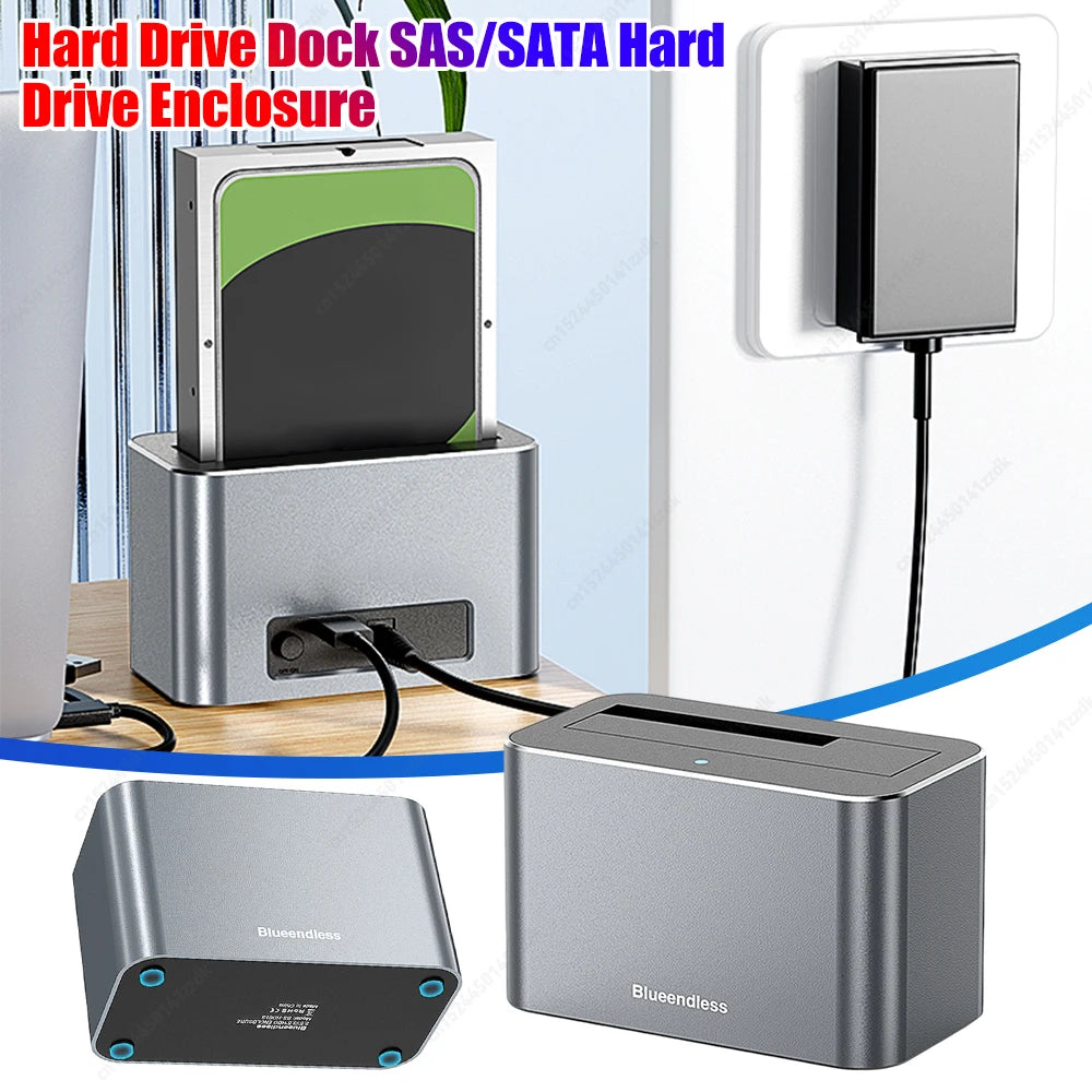 Hard Drive Dock SAS USB 3 0 Adapter 5Gbps SATA Enclosure Support Up