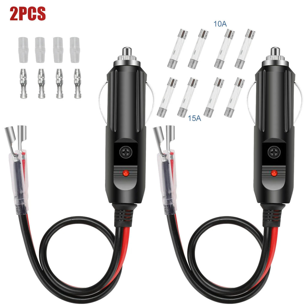 12V 15A Fused Car Cigarette Lighter Adapter Anti-slip Flat Spring
