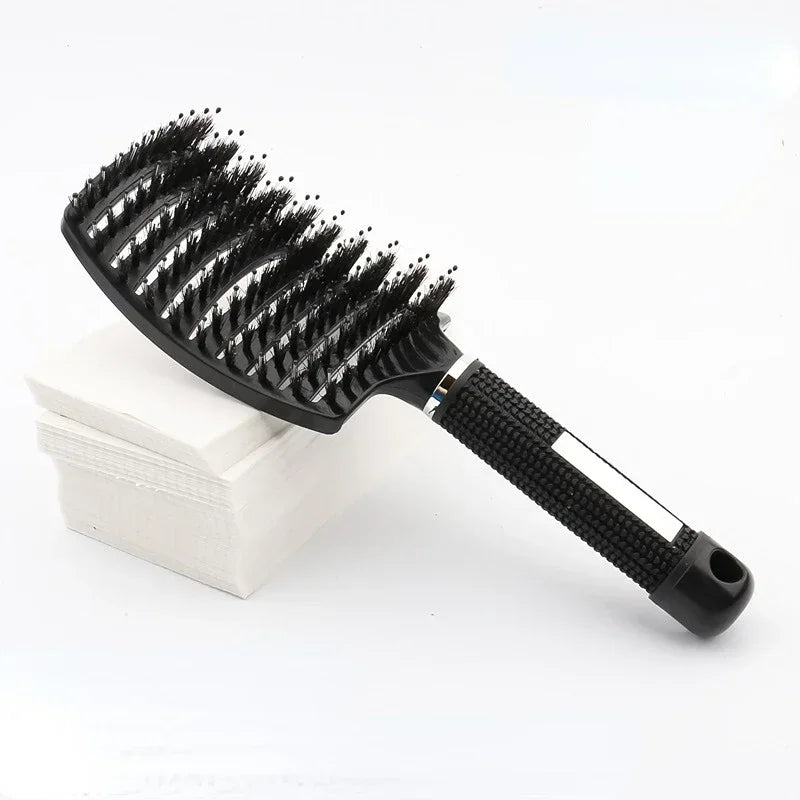 Hair Brush Scalp Massage Comb Hairbrush Bristle;Nylon Women Wet Curly Detangle Hair Brush for Salon Hairdressing Styling Tools Zpaxo black