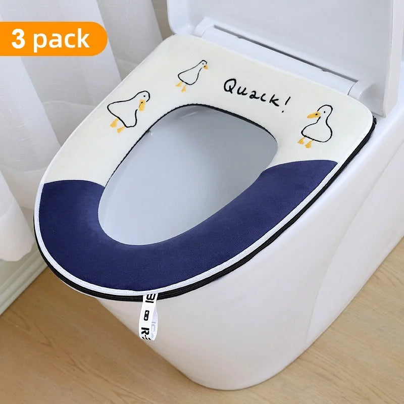 Washable Cotton Toilet Seat Cushion – Universal Fit Cover Toilet Seat Cushion Zpaxo Blue