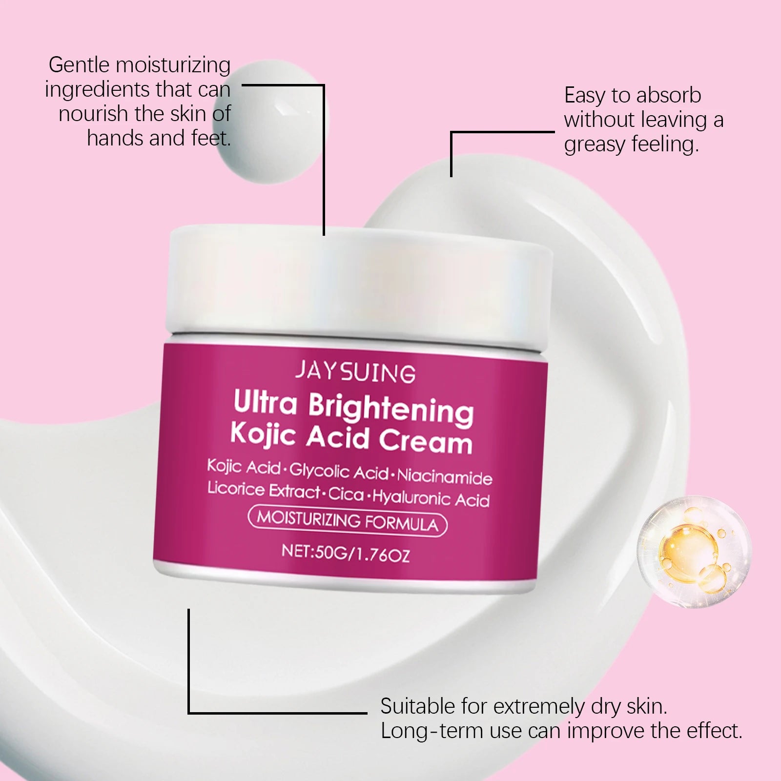 Kojic Acid Brightening Cream Dark Spot Remover Evens Tone Glowing Zpaxo