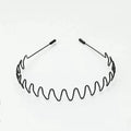 Unisex Black Elastic Non Slip Simple Metal Headbands Men Women Wavy