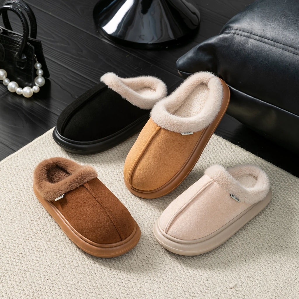 Men's Warm Non-slip Slippers Plush Fleece Lined Fuzzy House Shoes
