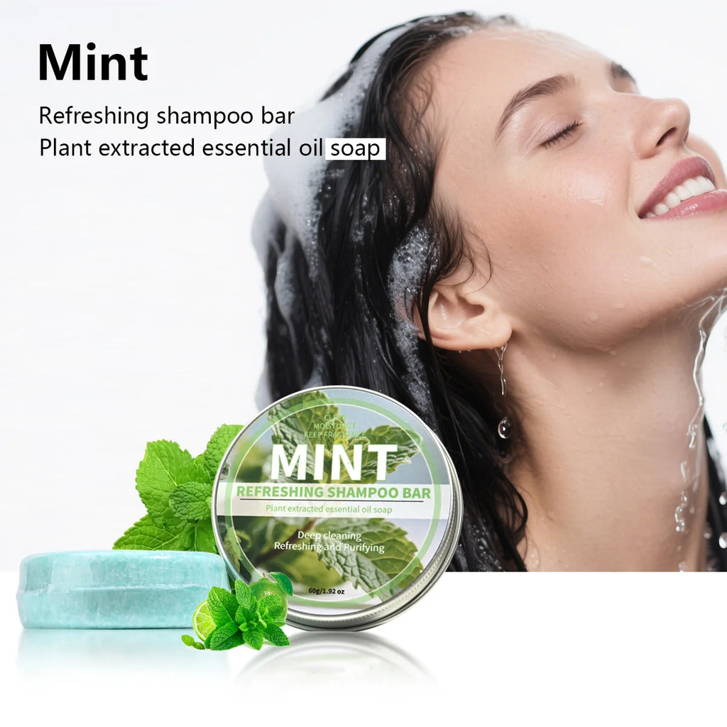 Mint Shampoo Soap Bar – Natural Plant Oil Deep Cleansing Hair Bar Solid Shampoo Bar Zpaxo 60g