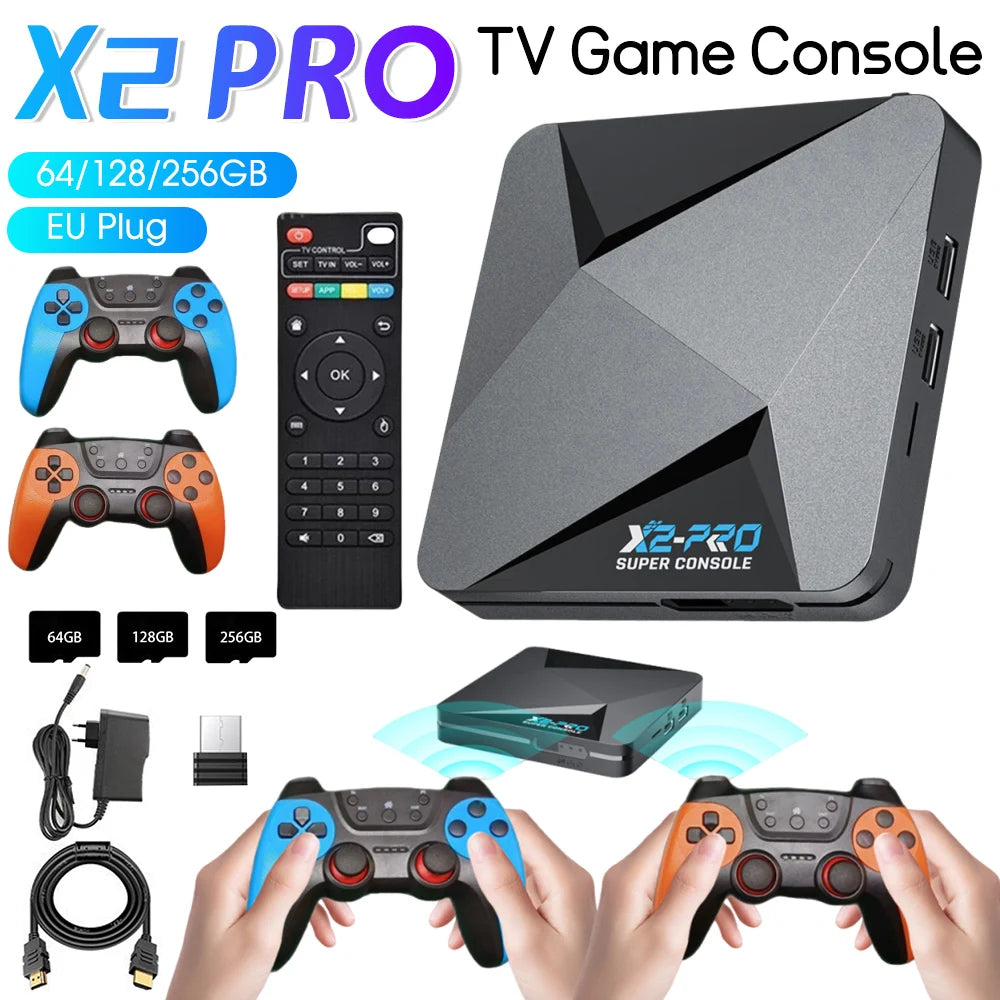 X2 Retro Video Game Console TV Box 65000+ Games 2 Gamepads 4K 60+