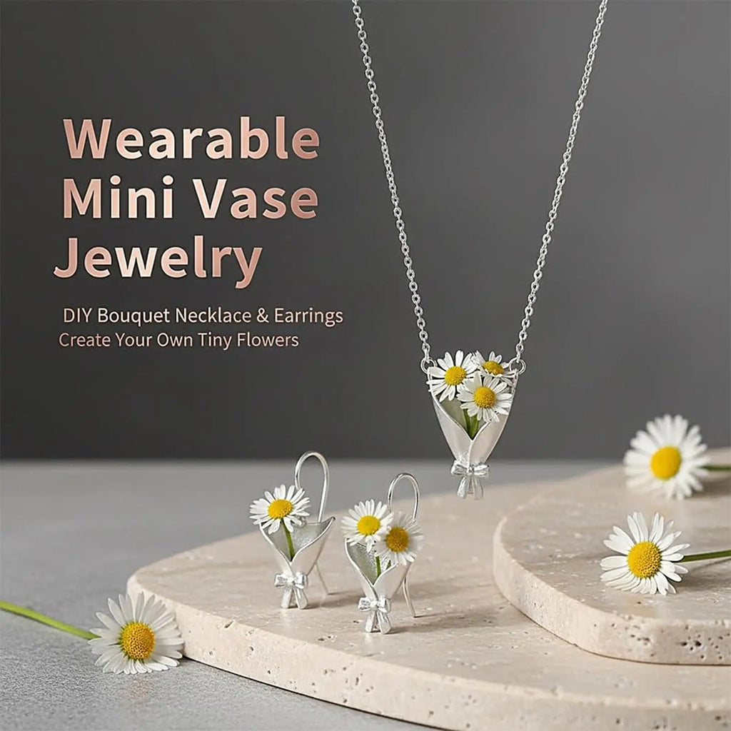 Vase Necklace Fashion DIY Flower Earrings Women Jewelry Pendant Tiny