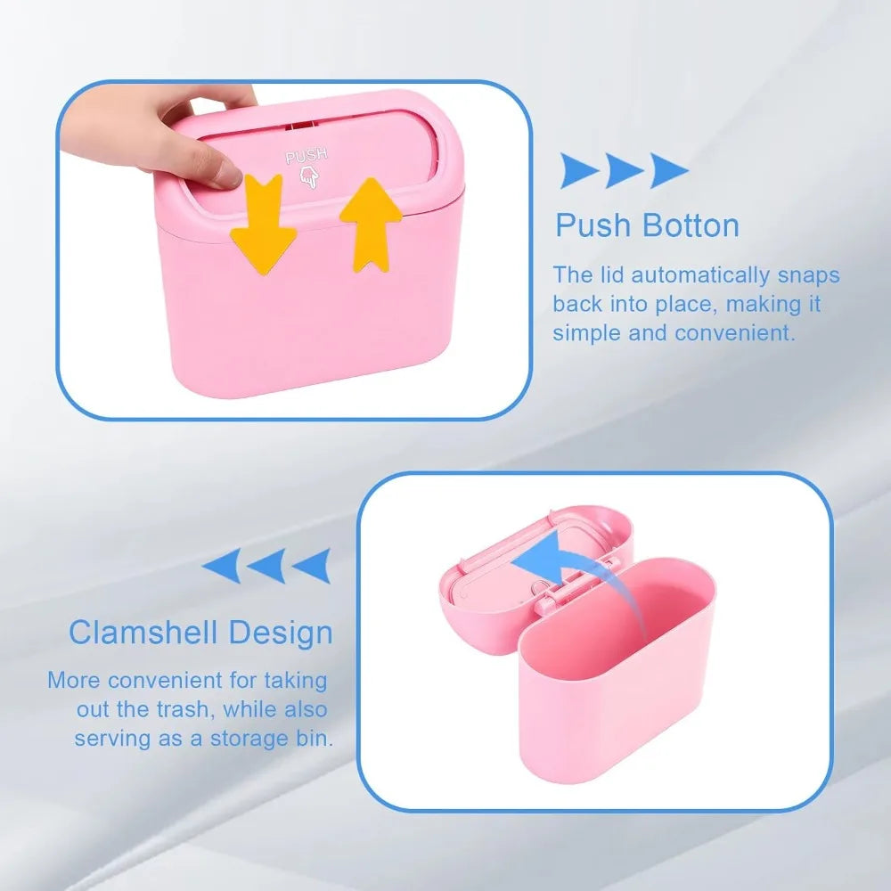 Car Small Trash Can Lid Leakproof Mini Garbage Waterproof Push Button