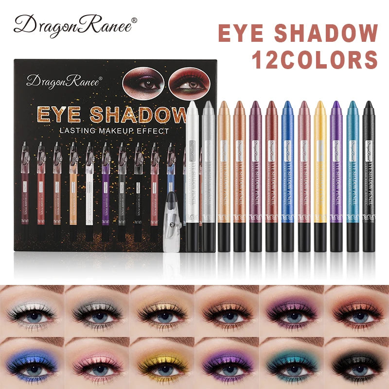 12-Piece Eyeshadow Pen Set with Pearlescent Shimmer, Fine and Silky Texture, Smudge-Proof, Multi-Use for Highlighting and Contouring, One-Swipe Application, Waterproof, Long-Lasting, Versatile Eyeshadow Zpaxo Daidaoyanyingbitaohe