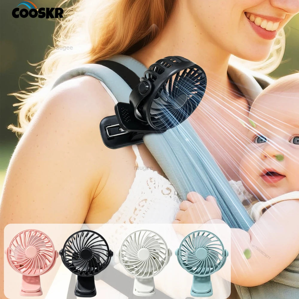 Mini Fan Clip Portable Night Light Rechargeable 360 Rotatable Hanging