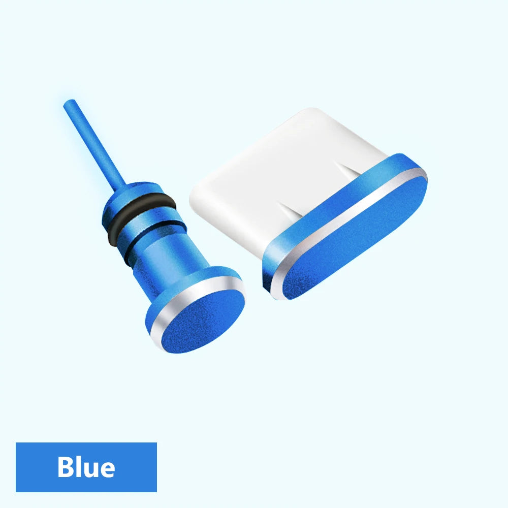 Type C Dust Plug Protects Charging Jack Opening SIM Card Pin Combo For Phone Charging Port Office Home Device Care Port Cover Zpaxo Blue