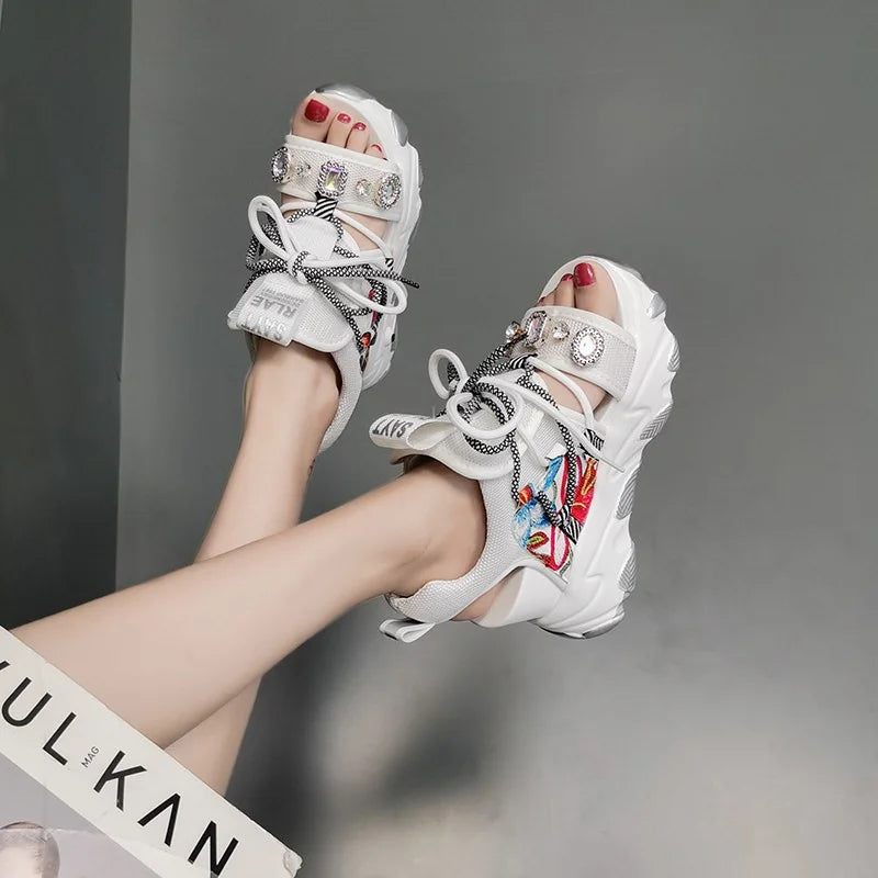 Comemore Leisure Lady Platform Chunky Sandals Mixed Shoes Sports Zpaxo