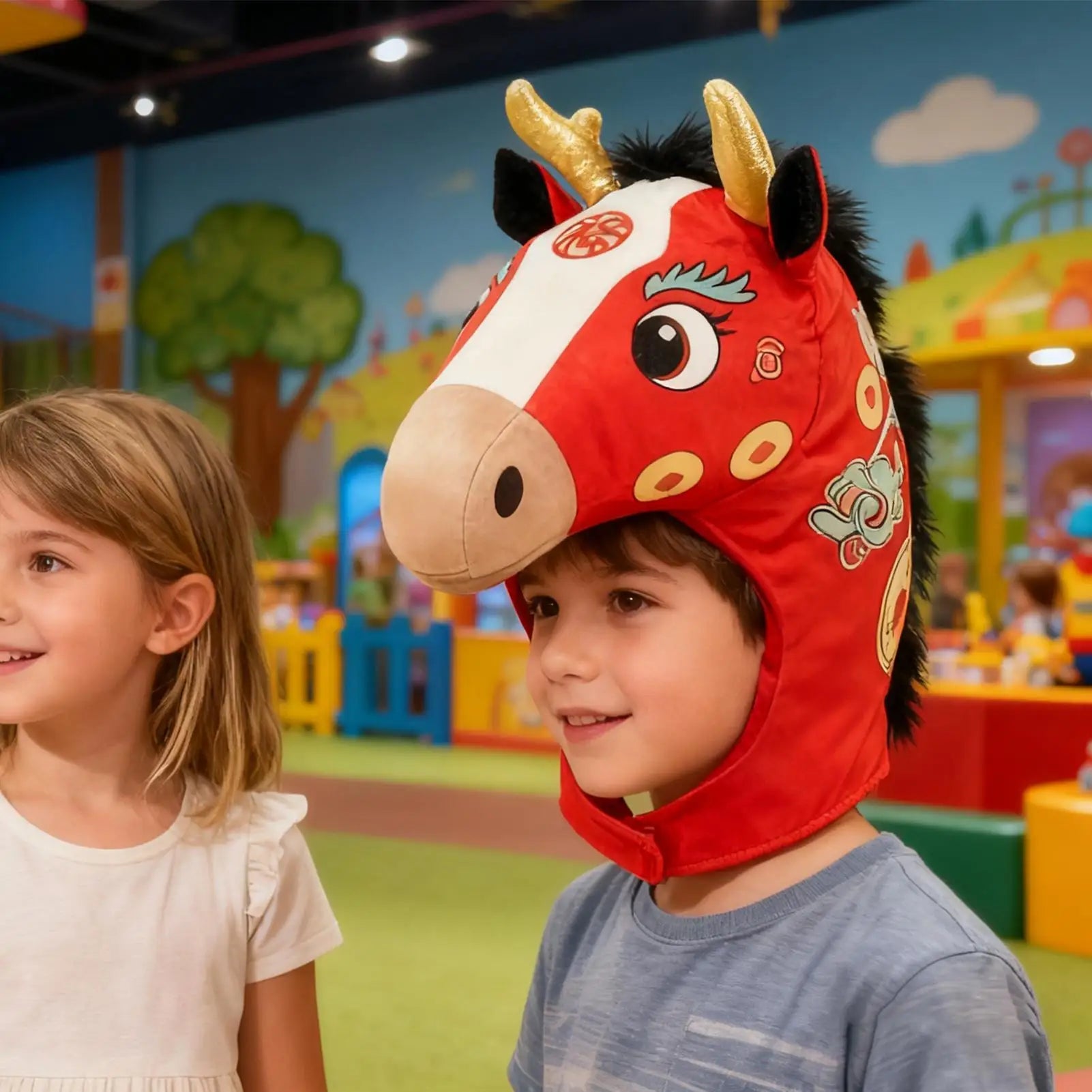 Horse Head Hat 2026 Year Plush Headwear Photo Booth Headgear Adults Zpaxo