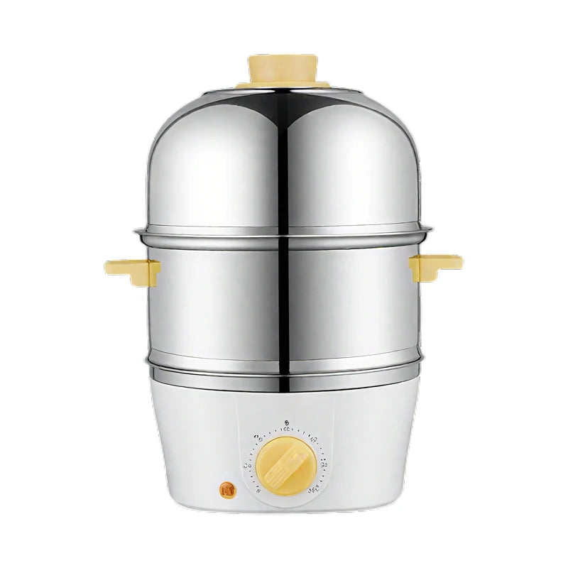 Multi-Function Stainless Steel Double-Layer Egg Cooker – Steamer, Poacher, and Breakfast Maker Egg Boiler Mini Kitchen Appliance Zpaxo white KR