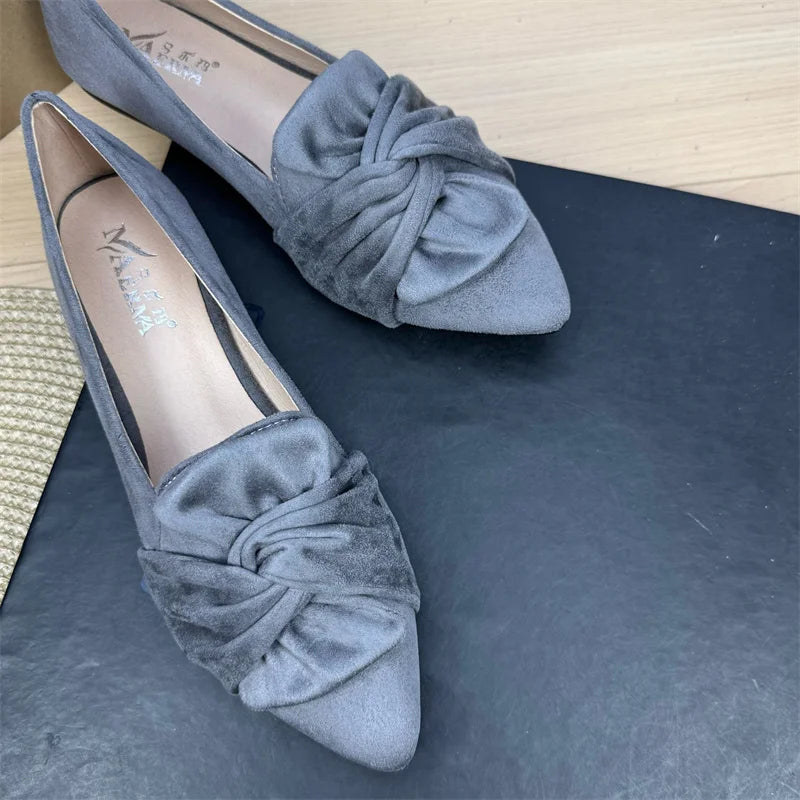 Sharp Pointed Toe Loafers Flat Shoes, Women's 2025 Spring and Autumn New Butterfly Bow Shoes Plus Size Women's Shoes Ladies Zpaxo