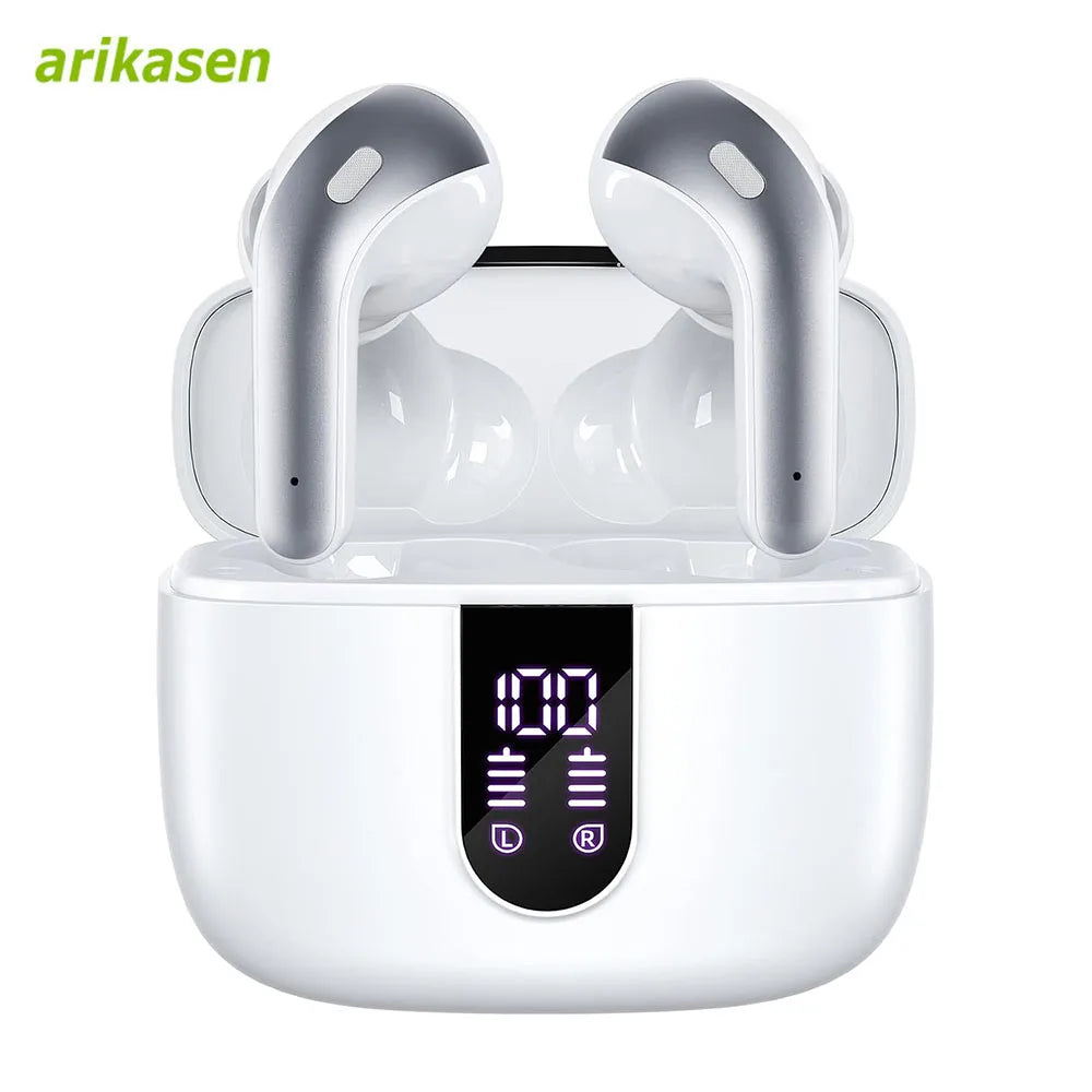 Wireless Bluetooth Earbuds Headphones 52 Hrs Playtime IPX7 Waterproof Zpaxo White B