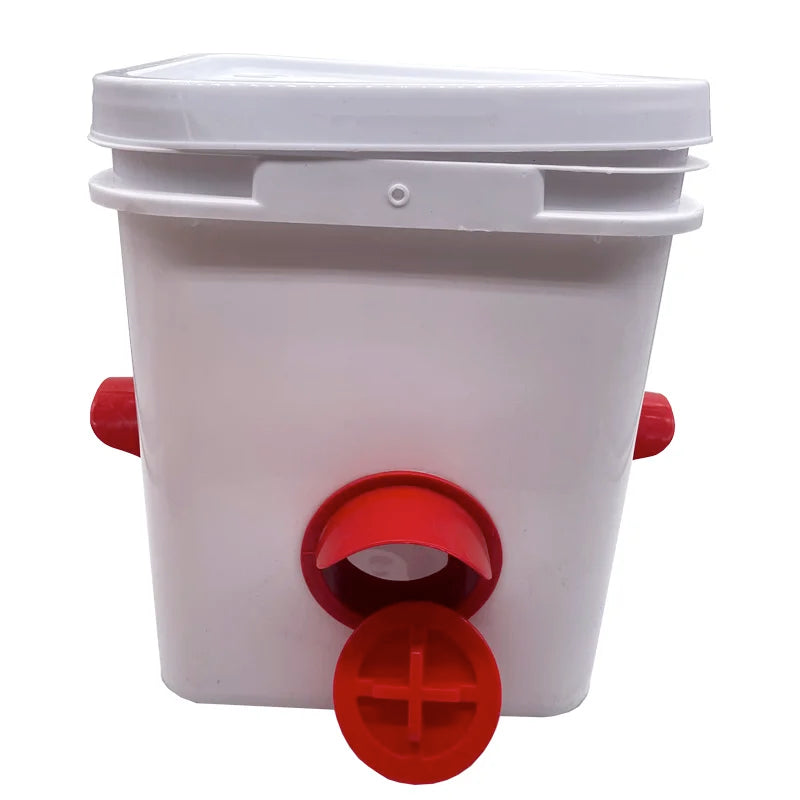 White Chicken Duck Goose Bucket Feeder Waterer 8 Auto-fill Cup 4 Port