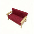 ▶1Pcs Simulation Miniature Living Room Chair 1:12 Mini Dollhouse Furniture Wooden Double Sofa Kids Pretend Play Doll House Decor Zpaxo Wine red