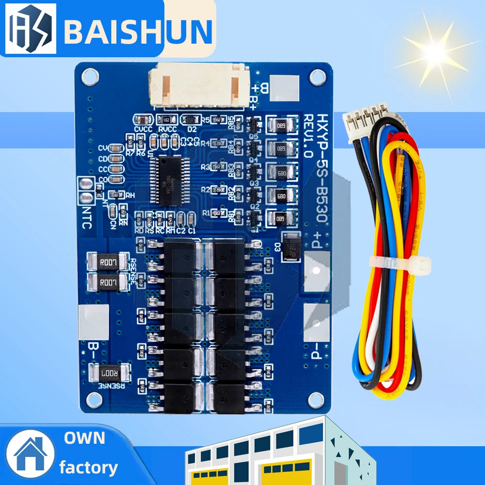5S BMS 30A 45A Lithium Battery Protection Board 18V-21V for Li-ion 3.2V LiFePO4 Batteries with Balance with ntc Zpaxo