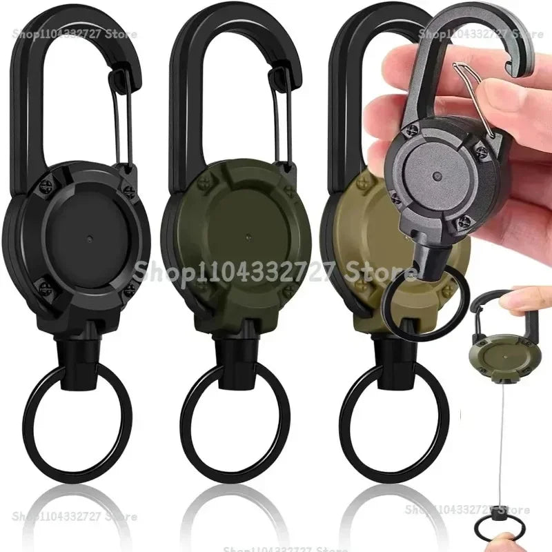 Extendable Retractable Holders KeyChain Carabiner Holder Heavy Duty Clip with Carabiner Key Chain Spring Key Ring Outdoor Tool Zpaxo