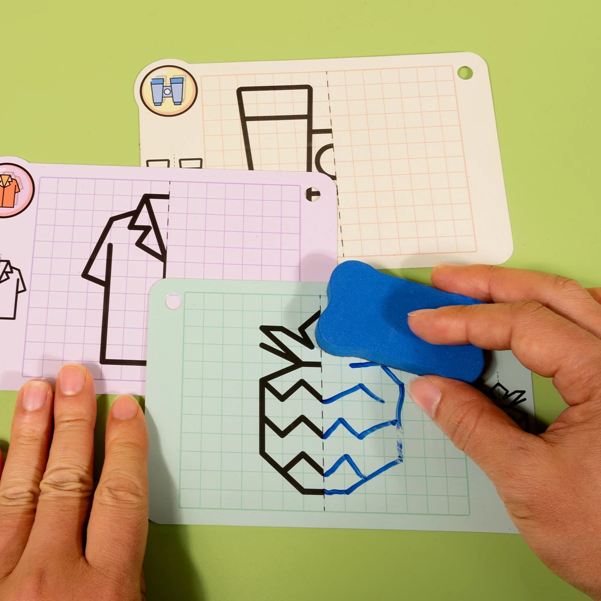 Dry Erase Graffiti Cards, Cartoon Painting Puzzle Educational Toys，Student Teaching Auxiliary Pen Control Exercise Book Zpaxo