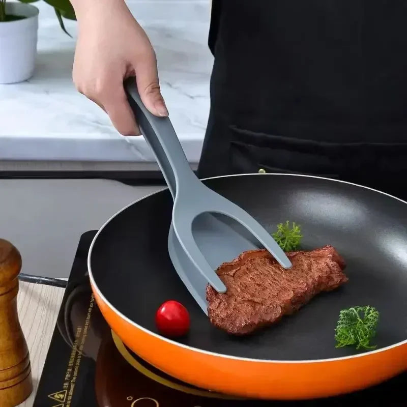 2 in 1 Shovel Clip Silicone Grip Flip Tongs Egg Steak Spatula Tongs Clamp Pancake Fried Turners Cooking Tool Kitchen Accessories Zpaxo