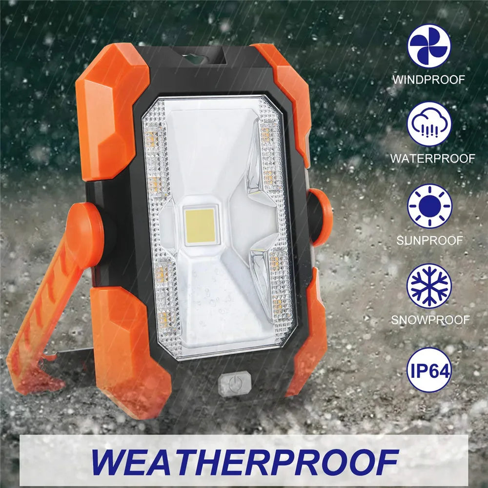 Solar Mobile Work Light Foldable Outdoor Lighting 4400mAh Torchlight COB Rechargeable Emergency Hiking Camping Tents USB Light Zpaxo
