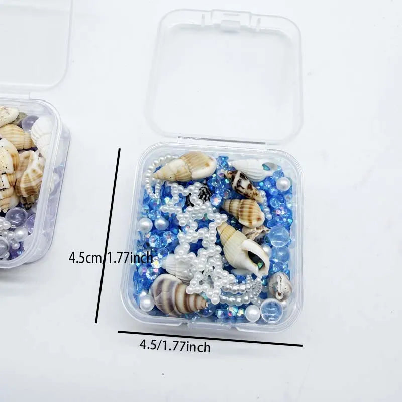 1Box Ocean Style Epoxy Resin Filling DIY Star Moon Conch Shaped Crystal Epoxy Resin Filling Nail Glitter Decorations Zpaxo blue S