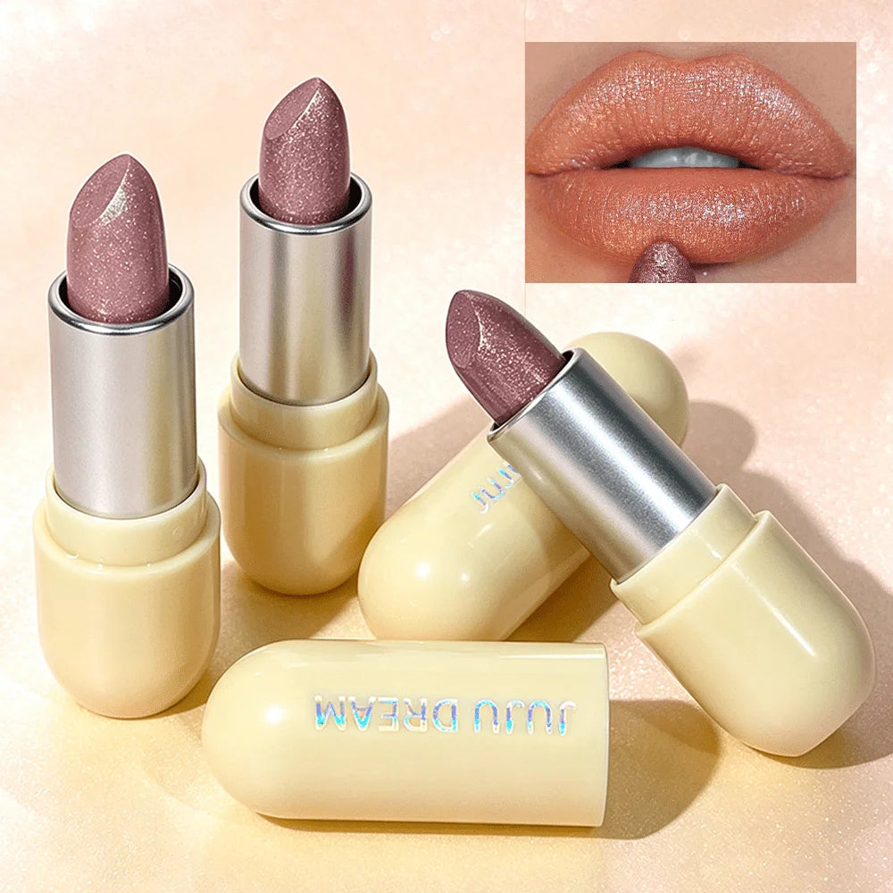 High-pigment Shimmer Metallic Lipstick Natural Nude Long-lasting Zpaxo