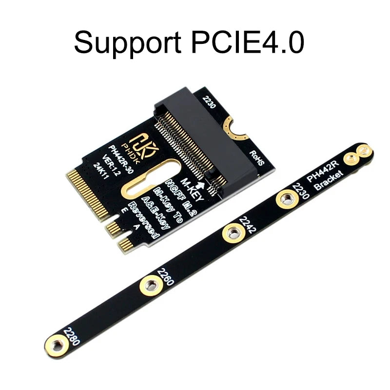 M.2 A+E To NVME SSD Adapter M2 WIFI Interface A/E Key To M Key PCIE 4.0 Riser Card With Bracket For 2230 2242 2260 2280 NVME SSD Zpaxo