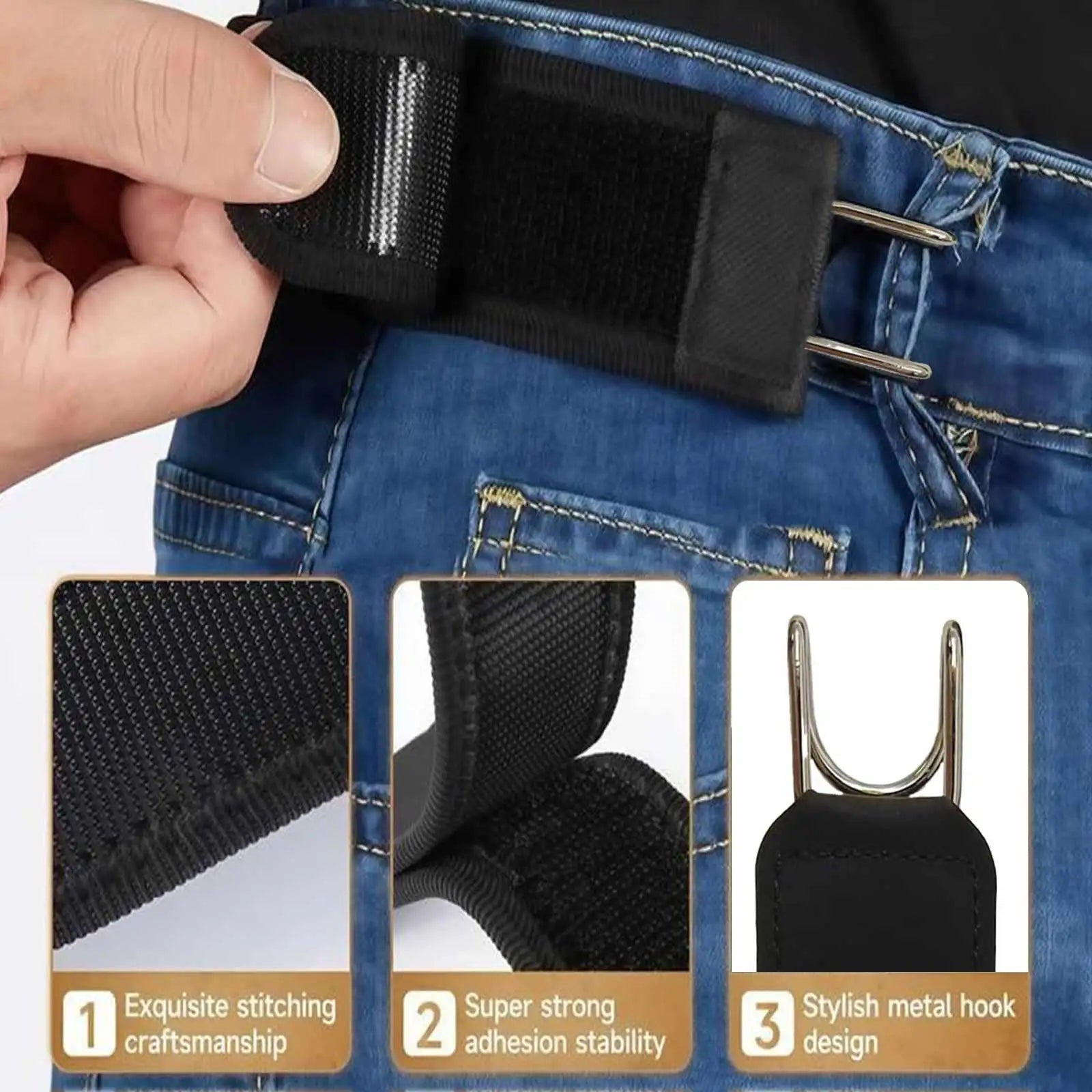 1/2/4PC Buckle-Free Elastic Waist Belt with Metal Hook Adjustable Invisible No-Buckle Design for Men Women Work Travel Outdoor ﻿ Zpaxo