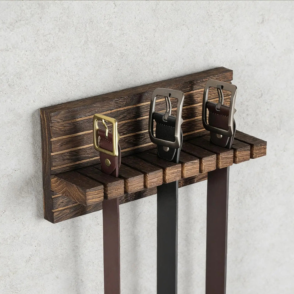 Belt Hanger Closet Wooden Wall Mount Sturdy Space Saving Organizer