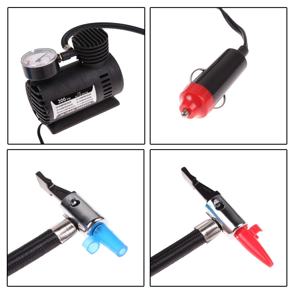 12V Smart Tire Pump with Pressure Gauge Electric Air Pump Car Electric Tire Inflator for Moto Bike Car Tyre Zpaxo