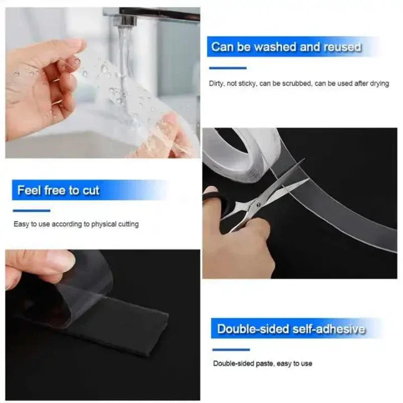 5m Double Contact Nano Tape Powerful Extra Strong Sided Adhesive for Kitchen and Bathroom Waterproof and Cleanable Tool Zpaxo