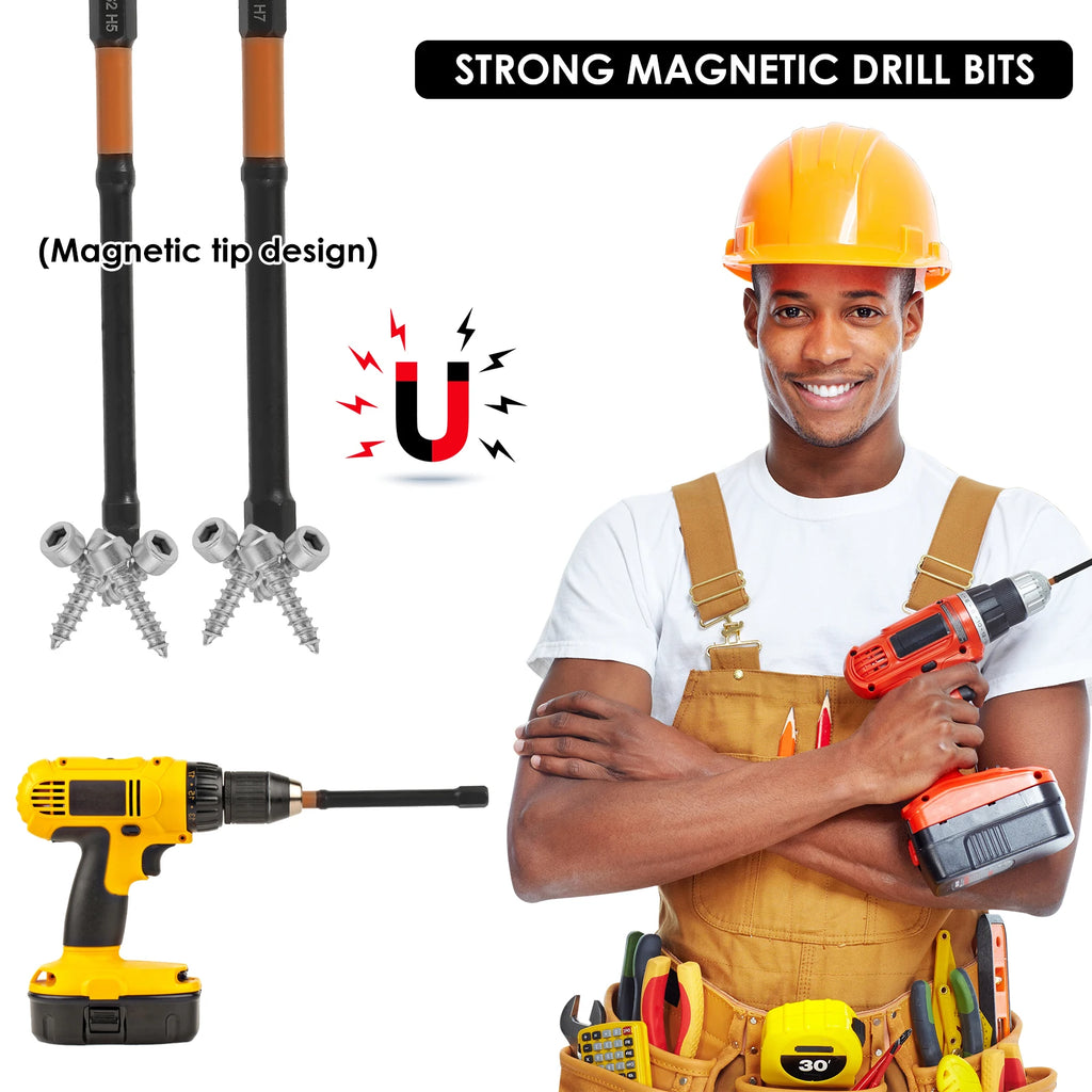 20/10pcs Impact Allen Wrench Drill Bit Set Metric & SAE 1/4" Hex-Shank S2 Steel Hex Bits CNC Machined Tips with Magnetism 4" Lon Zpaxo