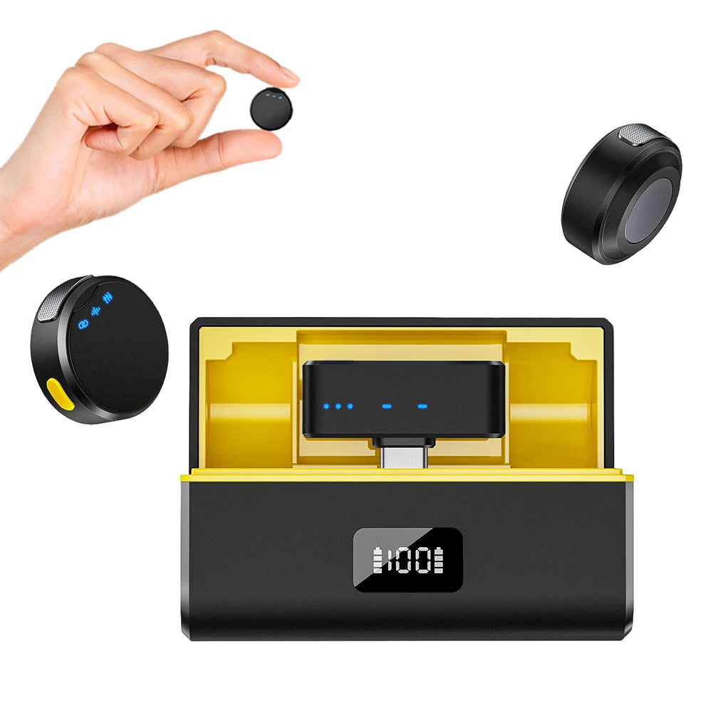 Wireless Lavalier Microphone Magnetic Clip Mini Mic Plug Play Video
