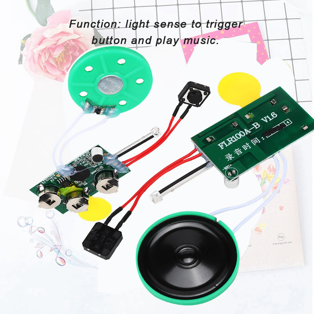 4mins DIY Recordable Greeting Card Module Light Sense Voice Sound