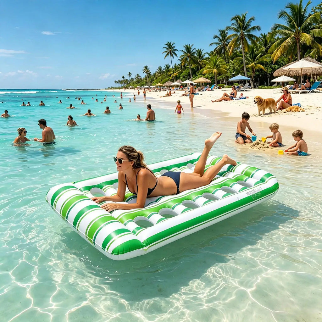 Pool Floats Inflatable Float Lounger Headrest Sun Tanning Raft Summer Zpaxo