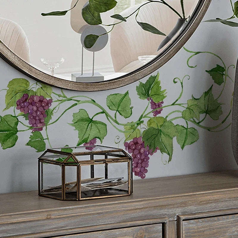 2Pcs/lot Creative Fruit Green Plants Vine Butterfly Wall Stickers Bedroom Living Room Decoration Mural Cabinet Stickers Zpaxo