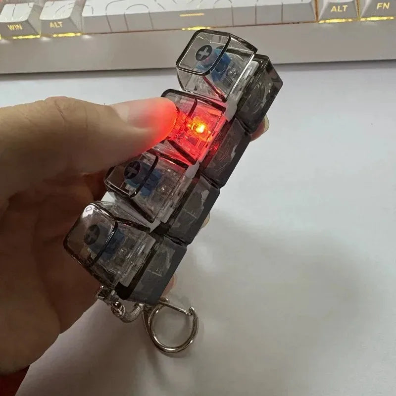 Light Up Keyboard Key Keychain Stress Relief Fidget Toy Clickable