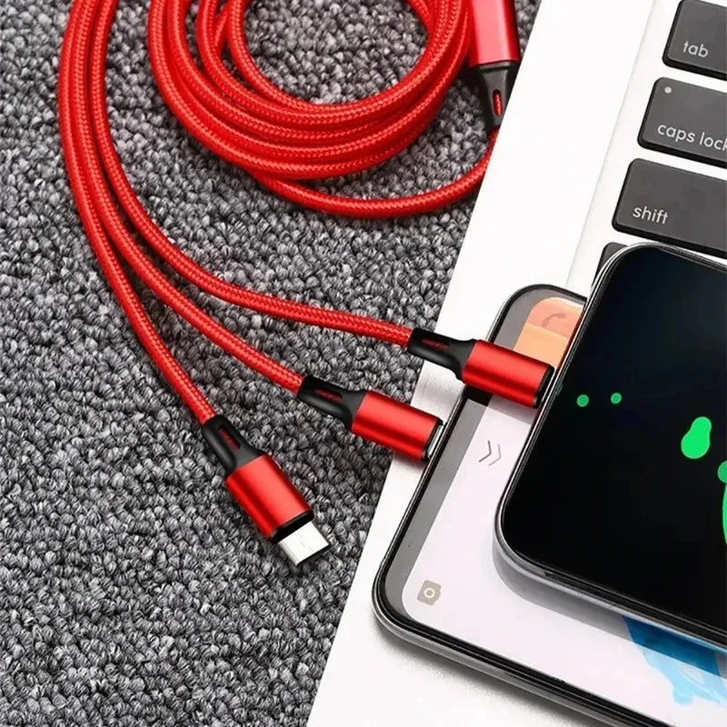 3-in-1 Fast Charging Cable USB-C Micro USB Lightning 1.2m
