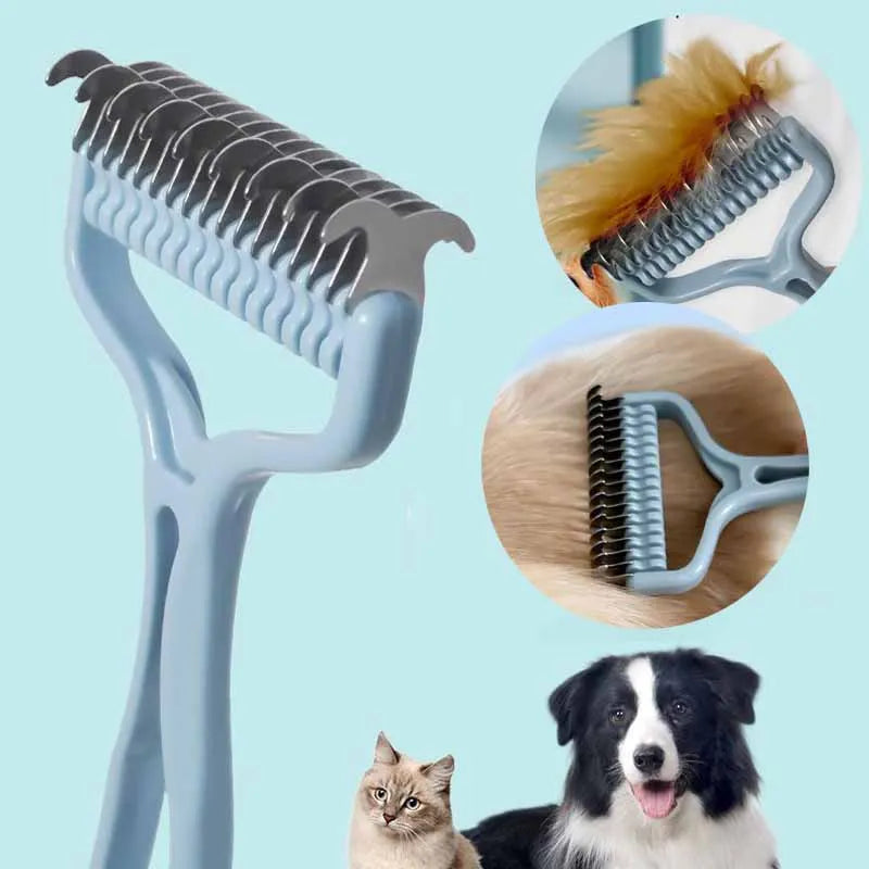 2-in-1 Cat & Dog Grooming Brush – Knot Cutter & Shedding Comb