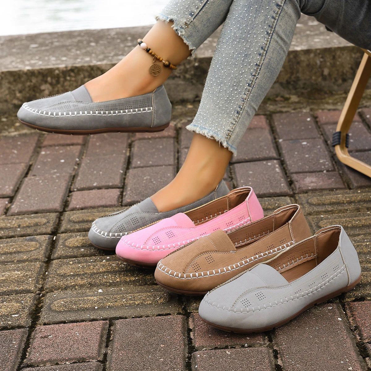 Women Flats Loafers Soft Leather Breathable Women Boat Shoes Casual Designer Shoes Ladies Comfortable Outdoor Sneakers Women Zpaxo
