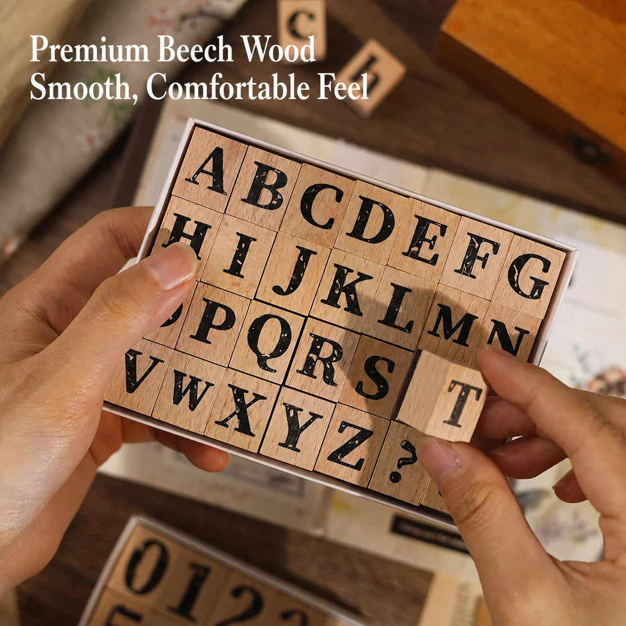 Vintage Broken Style Wooden Rubber Stamp Set – Letters & Numbers Decorative Rubber Stamps Zpaxo