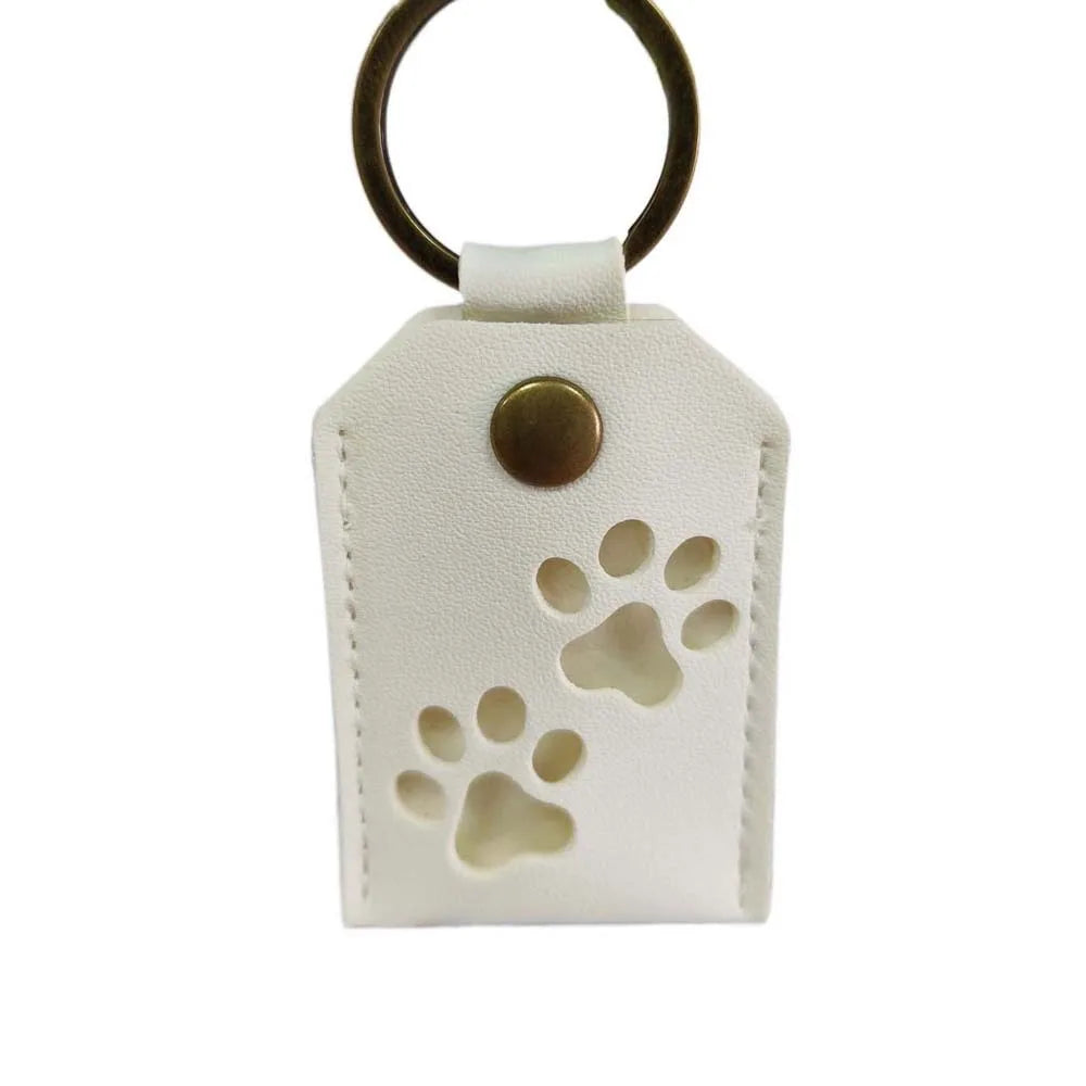 Cat Dog Claw Pet Hair Storage Bag Puppy PU Leather Pet Hair Keychain DIY Handmade Memorial Dogs Paw Pendant Hanging Accessory Zpaxo StyleA White