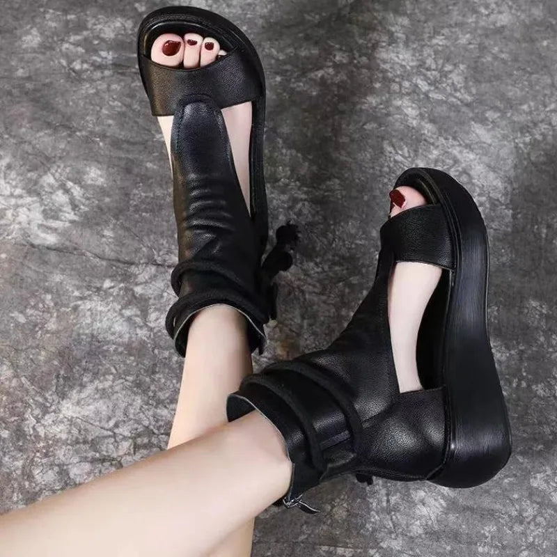Women's Summer Fashion Fish Mouth Peep-toe Roman Sandals Boots Women Zpaxo