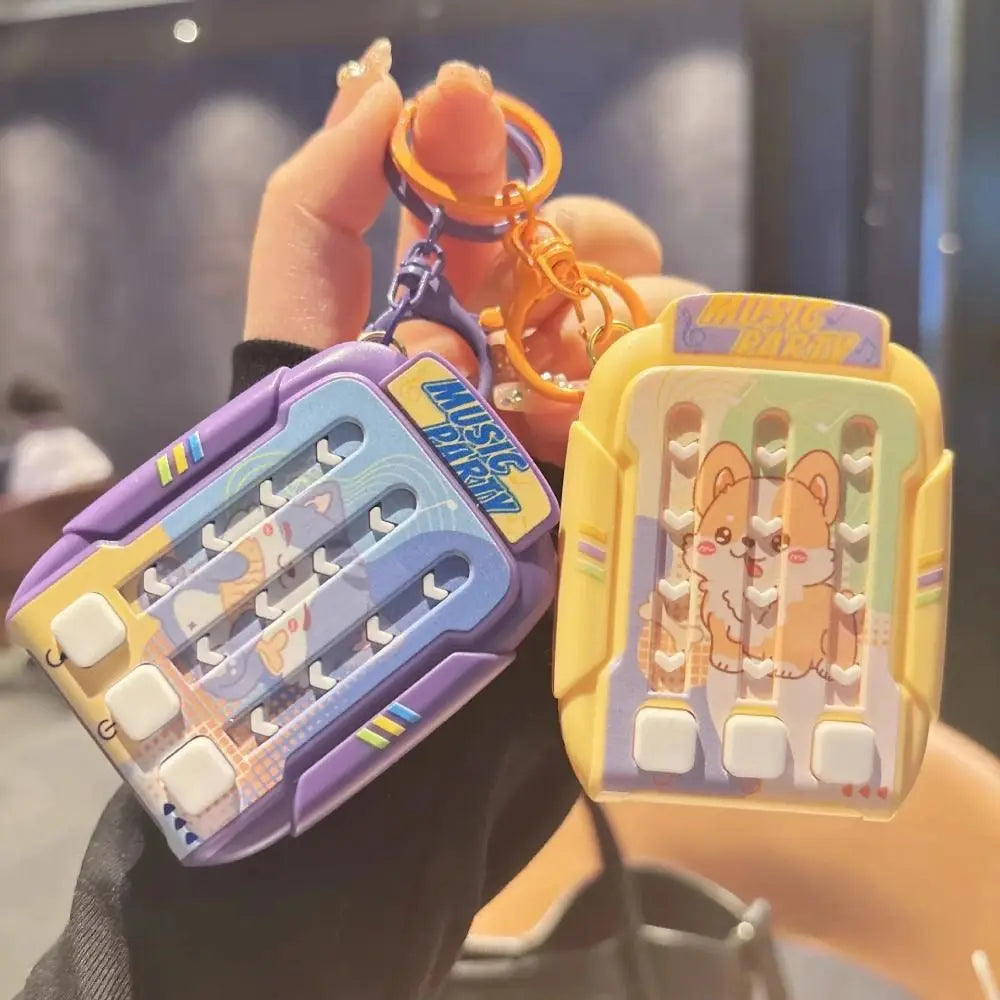 Cartoon Dancing Machine Keychain Rhythm Game Light Up Puzzle Solving Pendant Bag Charm Stress Relief Musical Challenge Keychain Zpaxo